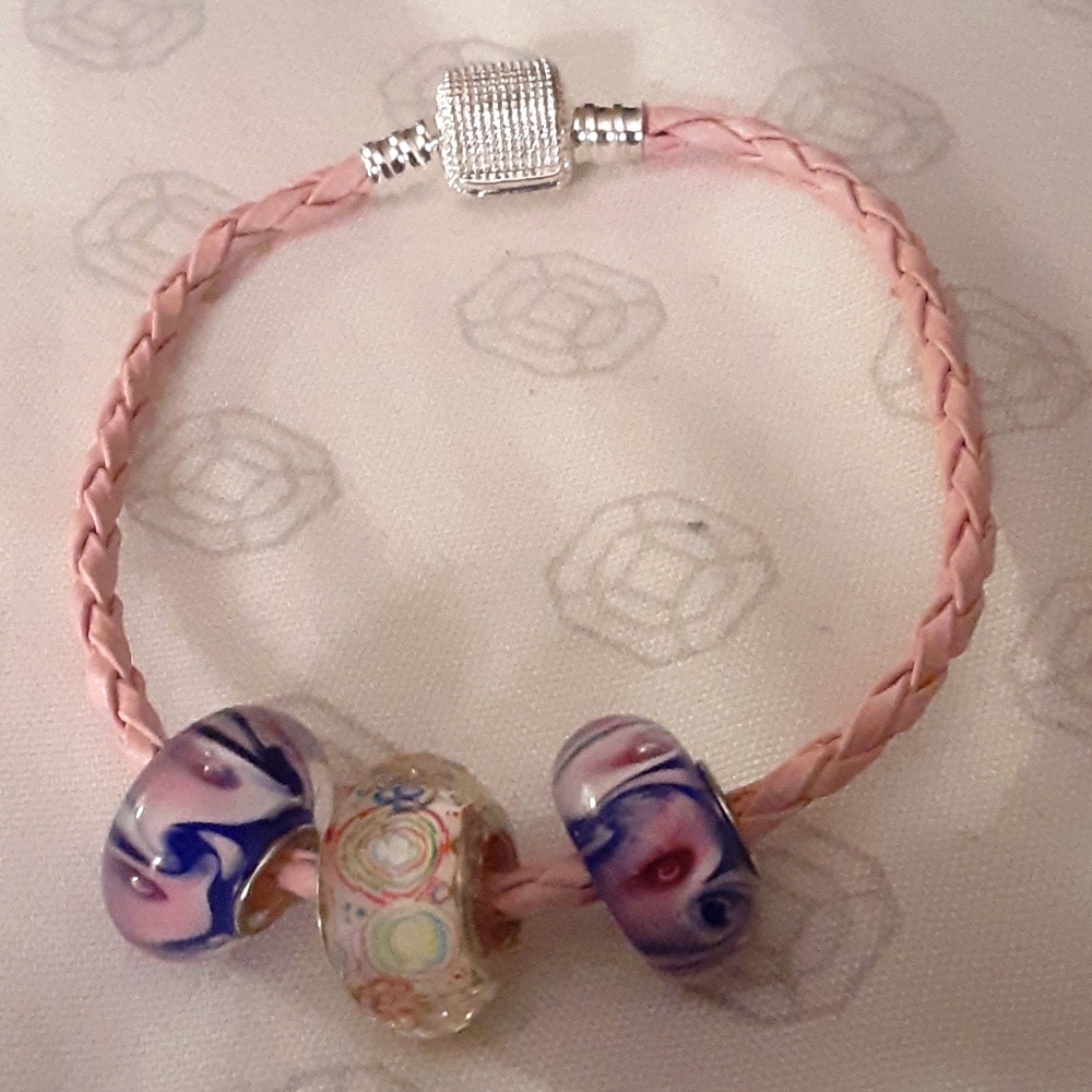 Faux leather charm bracelet